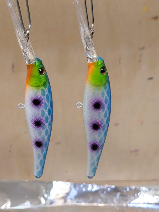 2 CUSTOM PAINTED VIXEN style TOPWATER FISHING LURES SILVER SHAD